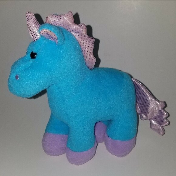 Blue Purple Unicorn Plush 8" Stuffed Animal Toy Lovey Silver Polka Dots - Picture 5 of 12